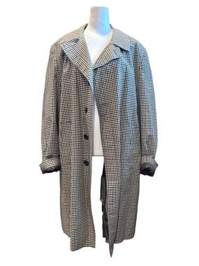 Vintage Croydon Avant Garde Trench Coat Size 44 Plaid Lined Long Jacket Parisan